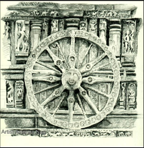 Konark Wheel Painting – Traditional Indian Art Inspired by Heritage